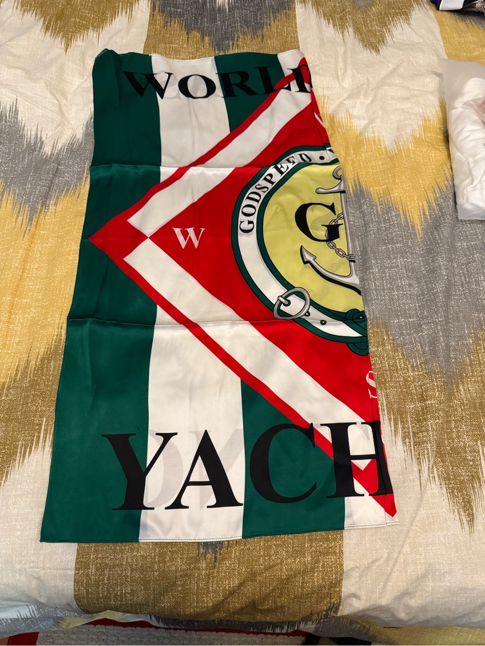 Godspeed Green, Red and White Nautical Flag Home Accent Scarf